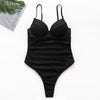 Push up thong bikini 2019 High cut one piece swimsuit female monokini String sexy bathing suit Ribbed backless bodysuit swimwear