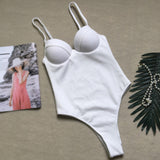 Push up thong bikini 2019 High cut one piece swimsuit female monokini String sexy bathing suit Ribbed backless bodysuit swimwear