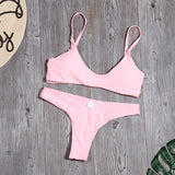 Lefeel Solid Bikini Set Women Sexy Brazilian Swimsuit Bikinis Summer Tube Top Swimwear Low Waist Bathing Suit Female Biquini