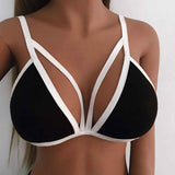Women Bikini Top Sexy Women Bandage Push-up Black Bikini Tops Fashion Padded Swimwear Beachwear Sexy Patchwork Swim Suit
