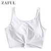 ZAFUL Women Pullover Swim Top Wire Free Scoop Neck Bikini Tops Solid Color Swimming Top 2020 Summer Sexy Swimwear Beach