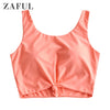 ZAFUL Women Pullover Swim Top Wire Free Scoop Neck Bikini Tops Solid Color Swimming Top 2020 Summer Sexy Swimwear Beach