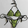 2018 new sexy padded thong bottom bandage swimsuit  Halter Brazilian bikinis set Zebra push up women swimwear bathing suit